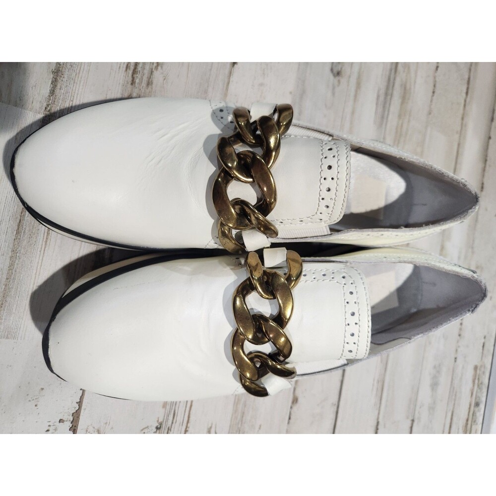 Dolce Vita White Platform Loafers Size 9| Gold Chain | Women's Shoes